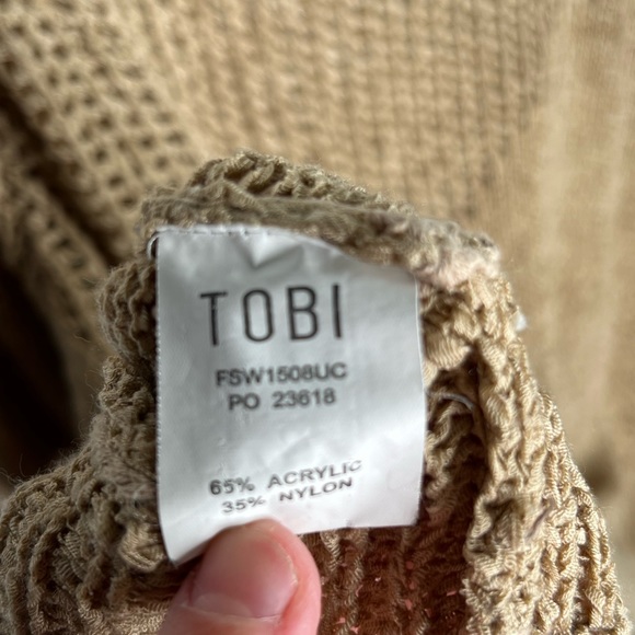 Toni Vintage Beige Crochet Knot Off The Shoulder Sweater Size Small - Picture 3 of 5